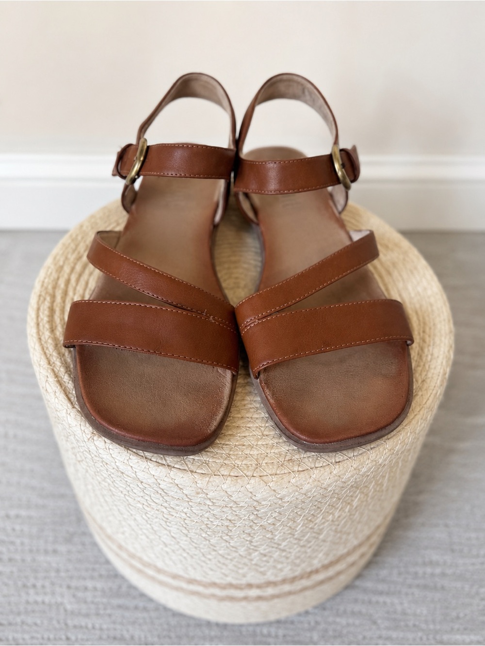 SOUL Naturalizer Brown Leather Slingback Flat Sandals Comfort Size 11